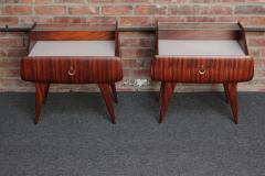 Pair of Italian Modernist Rosewood Single Drawer Nightstands Bedside Tables - 3271138