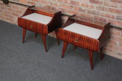 Pair of Italian Modernist Rosewood Single Drawer Nightstands Bedside Tables - 3271139
