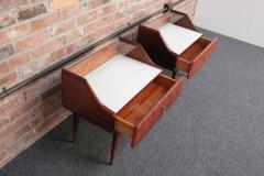 Pair of Italian Modernist Rosewood Single Drawer Nightstands Bedside Tables - 3271140