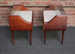 Pair of Italian Modernist Rosewood Single Drawer Nightstands Bedside Tables - 3271141