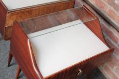 Pair of Italian Modernist Rosewood Single Drawer Nightstands Bedside Tables - 3271143