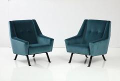 Pair of Italian Modernist Velvet Lounge Chairs Italy circa 1960 - 3220363