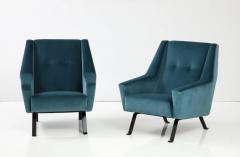 Pair of Italian Modernist Velvet Lounge Chairs Italy circa 1960 - 3220365