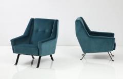 Pair of Italian Modernist Velvet Lounge Chairs Italy circa 1960 - 3220368