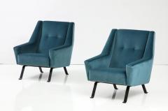 Pair of Italian Modernist Velvet Lounge Chairs Italy circa 1960 - 3220369