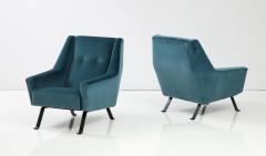 Pair of Italian Modernist Velvet Lounge Chairs Italy circa 1960 - 3220370