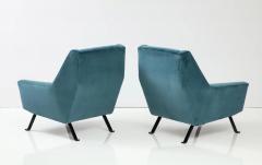 Pair of Italian Modernist Velvet Lounge Chairs Italy circa 1960 - 3220372