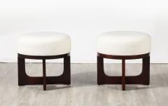 Pair of Italian Modernist Walnut Stools Italy circa 1960 - 3926907