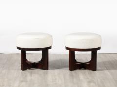 Pair of Italian Modernist Walnut Stools Italy circa 1960 - 3926908