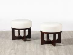 Pair of Italian Modernist Walnut Stools Italy circa 1960 - 3926909