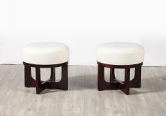 Pair of Italian Modernist Walnut Stools Italy circa 1960 - 3926911