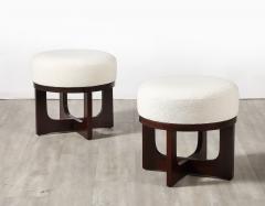 Pair of Italian Modernist Walnut Stools Italy circa 1960 - 3926913