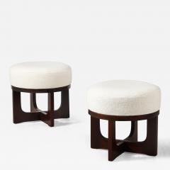 Pair of Italian Modernist Walnut Stools Italy circa 1960 - 3930706