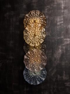 Pair of Italian Multicolor Murano Glass and Brass Wall Sconces - 4693569