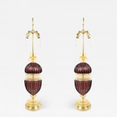 Pair of Italian Murano Amethyst Glass Table Lamps - 1382853