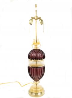 Pair of Italian Murano Amethyst Glass Table Lamps - 4631612