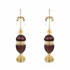 Pair of Italian Murano Amethyst Glass Table Lamps - 4649616