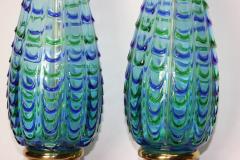 Pair of Italian Murano Art Glass Optic Swirl Table Lamps 1960 Italy - 2281589