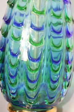 Pair of Italian Murano Art Glass Optic Swirl Table Lamps 1960 Italy - 2281594