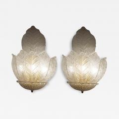 Pair of Italian Murano Glass Ninfea Wall Sconces - 3964253