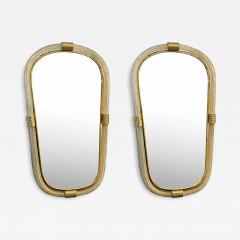 Pair of Italian Murano Glass Wall Mirrors in Gold Leaf Torciglione  - 4493315