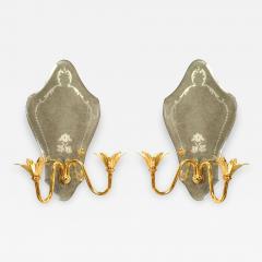 Pair of Italian Murano Mirror Wall Sconces - 1382356