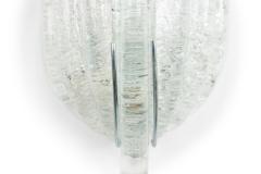 Pair of Italian Murano Silver Dusted Glass Leaf Wall Sconces - 4651797