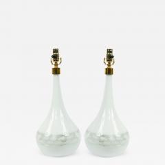 Pair of Italian Murano White Glass Table Lamps - 1382261