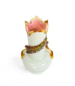 Pair of Italian Murano White and Pink Glass Vases - 4651835