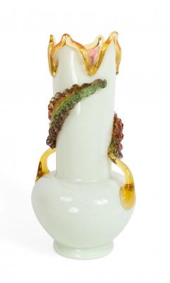 Pair of Italian Murano White and Pink Glass Vases - 4651840