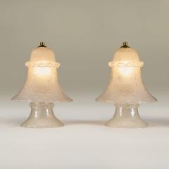 Pair of Italian Murano bullicante vintage table lamps with brass filial detail - 4507888