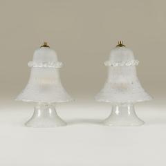 Pair of Italian Murano bullicante vintage table lamps with brass filial detail - 4507889