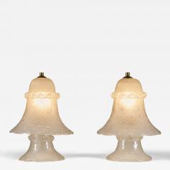 Pair of Italian Murano bullicante vintage table lamps with brass filial detail - 4508132