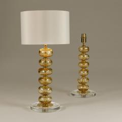 Pair of Italian Murano gold sculptured disk table lamps - 3140304