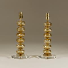 Pair of Italian Murano gold sculptured disk table lamps - 3140318