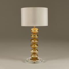 Pair of Italian Murano gold sculptured disk table lamps - 3140319