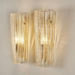 Pair of Italian Murano ribbed glass wall lights - 2990177