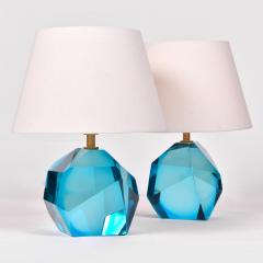 Pair of Italian Murano turquoise rock table lamps - 980427