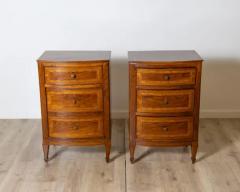 Pair of Italian Neapolitan Nightstands in Walnut and Plum Wood Inlay 19th Cent - 4146666