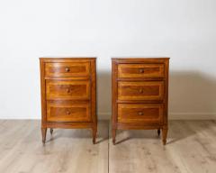Pair of Italian Neapolitan Nightstands in Walnut and Plum Wood Inlay 19th Cent - 4146667