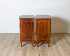 Pair of Italian Neapolitan Nightstands in Walnut and Plum Wood Inlay 19th Cent - 4146668