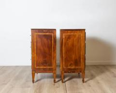 Pair of Italian Neapolitan Nightstands in Walnut and Plum Wood Inlay 19th Cent - 4146671