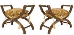 Pair of Italian Neo Classic Faux Leopard Benches - 2798129