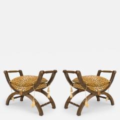 Pair of Italian Neo Classic Faux Leopard Benches - 2798906