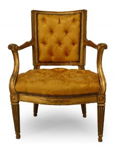 Pair of Italian Neo Classic Gold Arm Chairs - 1399897