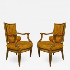 Pair of Italian Neo Classic Gold Arm Chairs - 1403415