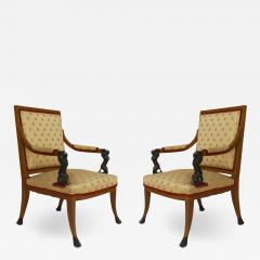Pair of Italian Neo Classic Maple Arm Chairs - 1407888
