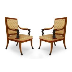 Pair of Italian Neo Classic Maple Armchairs - 4628050