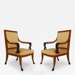 Pair of Italian Neo Classic Maple Armchairs - 4628078