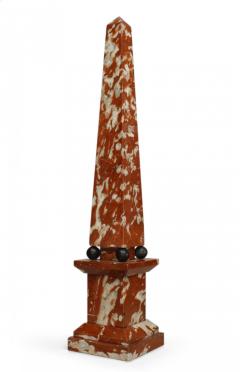 Pair of Italian Neo Classic Rouge and Marble Obelisks - 4200744